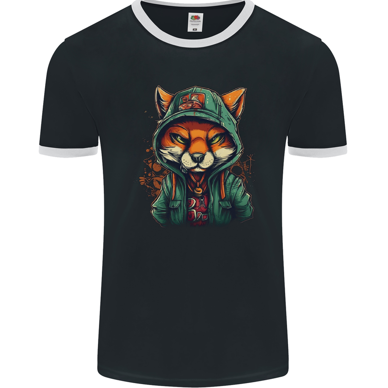 A Mischievous Fox Mens Ringer T-Shirt FotL Black/White