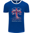 British Grown American Roots USA Flag Mens Ringer T-Shirt FotL Royal Blue/White
