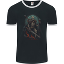 Master of Warriors Fantasy Skull Mens Ringer T-Shirt FotL Black/White