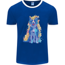A Colourful Border Collie Dog Design Mens Ringer T-Shirt Royal Blue/White