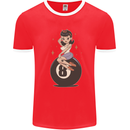8-Ball Pool Pinup Mens Ringer T-Shirt Red/White