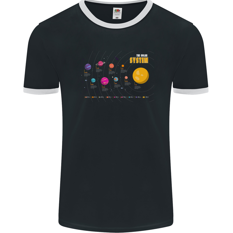 The Solar System Space Planets Universe Mens Ringer T-Shirt FotL Black/White