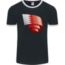 Curled Bahrain Flag Bahraini Day Football Mens Ringer T-Shirt FotL Black/White