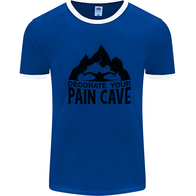 Swimming Pain Cave Swimmer Swim Mens Ringer T-Shirt Royal Blue/White