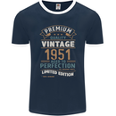 Premium Vintage 72nd Birthday 1951 Mens Ringer T-Shirt FotL Navy Blue/White