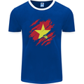 Torn Vietnam Flag Vietnamese Day Football Mens Ringer T-Shirt FotL Royal Blue/White