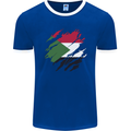 Torn Sudan Flag Sudanese Day Football Mens Ringer T-Shirt FotL Royal Blue/White