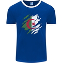 Torn Algeria Flag Algerian Day Football Mens Ringer T-Shirt FotL Royal Blue/White