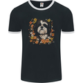 A Shih Tzu Dog Surrounded by Flowers Mens Ringer T-Shirt FotL Black/White