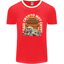 Crypto Not Crypt Funny Cryptocurrency Skulls Mens Ringer T-Shirt FotL Red/White