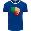 Curled Mali Flag Malian Day Football Mens Ringer T-Shirt FotL Royal Blue/White
