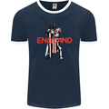 England St Georges Day Knights Templar Flag Mens Ringer T-Shirt FotL Navy Blue/White