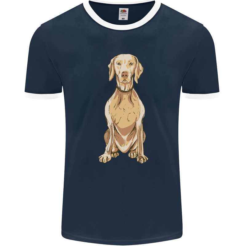 A Hungarian Vizsla Posing Dog Mens Ringer T-Shirt FotL Navy Blue/White