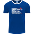 Eat Sleep Hockey Repeat Ice Street Funny Mens Ringer T-Shirt FotL Royal Blue/White