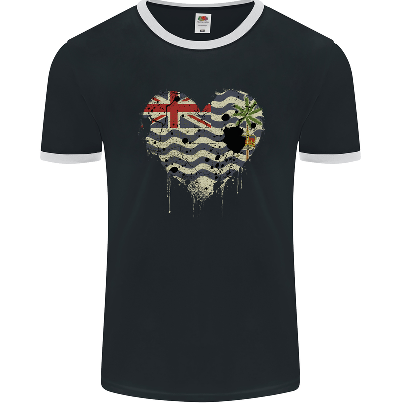 Love Flag British Indian Ocean Territory Mens Ringer T-Shirt FotL Black/White