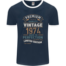 Premium Vintage 49th Birthday 1974 Mens Ringer T-Shirt FotL Navy Blue/White