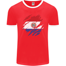 Torn Paraguay Flag Paraguayan Day Football Mens Ringer T-Shirt FotL Red/White