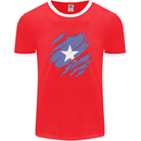 Torn Somalia Flag Somalian Day Football Mens Ringer T-Shirt FotL Red/White