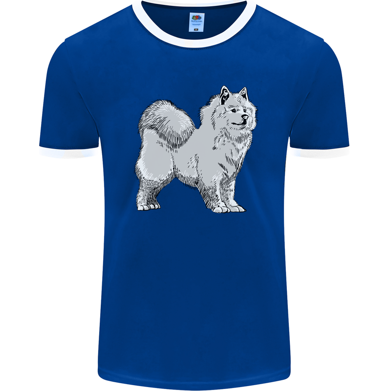 A Samoyed Dog Mens Ringer T-Shirt FotL Royal Blue/White