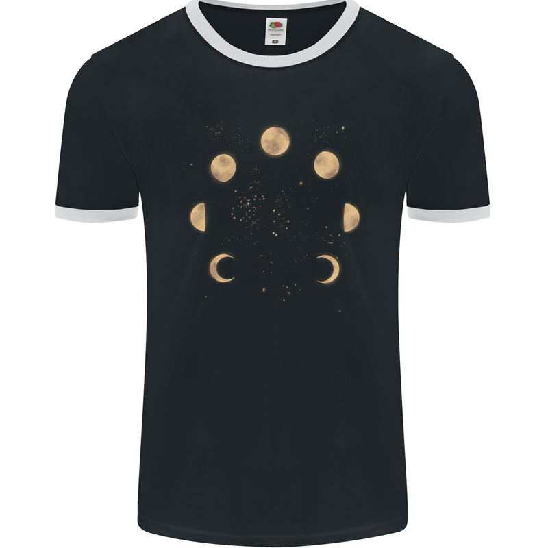 Moon Phases Eclipse Full Moon Supermoon Mens Ringer T-Shirt FotL Black/White