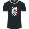 Torn Mexico Flag Mexican Day Football Mens Ringer T-Shirt FotL Black/White