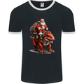 Christmas Santa Riding a Dinosaur Xmas Mens Ringer T-Shirt FotL Black/White