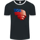 Curled Samoa Flag Samoan Day Football Mens Ringer T-Shirt FotL Black/White