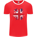 Torn British Flag Union Jack Britain Mens Ringer T-Shirt FotL Red/White