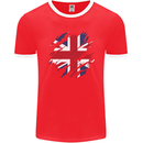 Torn British Flag Union Jack Britain Mens Ringer T-Shirt FotL Red/White