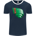 Curled Turkmenistan Flag The Turkmen Day Football Mens Ringer T-Shirt FotL Navy Blue/White