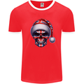 Britain Christmas Skull British UK Flag Union Jack Mens Ringer T-Shirt FotL Red/White