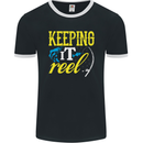 Keeping it Reel Funny Fishing Fisherman Mens Ringer T-Shirt FotL Black/White