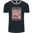 Santa's Favourite HO Funny Hippy Trippy Christmas Mens Ringer T-Shirt FotL Black/White