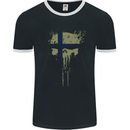 Ukraine Skull Gym Training Bodybuilding Mens Ringer T-Shirt FotL Black/White