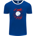 Torn Laos Flag Laotian Day Football Mens Ringer T-Shirt FotL Royal Blue/White