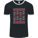 Christmas Skulls Xmas Heavy Metal Rock Music Mens Ringer T-Shirt FotL Black/White