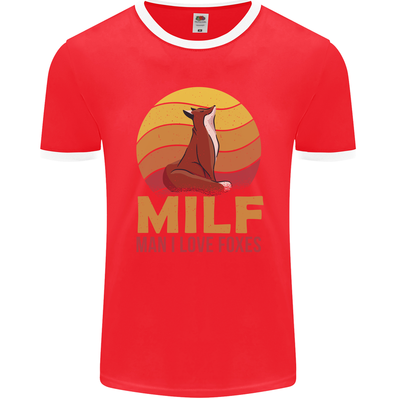 MILF Man I Love Foxes Fox Mens Ringer T-Shirt FotL Red/White