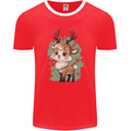 Christmas Cute Reindeer Xmas Mens Ringer T-Shirt FotL Red/White