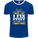I Fix Stuff Funny Electrician Sparky Mechanic Mens Ringer T-Shirt FotL Royal Blue/White