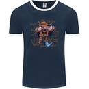 Pi Pirate Funny Maths Equation Geek Nerd Mens Ringer T-Shirt FotL Navy Blue/White