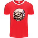 MOD Scooter Skull Motorcycle Biker Mens Ringer T-Shirt FotL Red/White