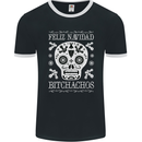 Feliz Navidad Sugar Skull Christmas Xmas Mens Ringer T-Shirt FotL Black/White