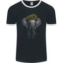 Elephant Sunflower Mens Ringer T-Shirt FotL Black/White