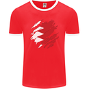 Torn Bahrain Flag Bahraini Day Football Mens Ringer T-Shirt FotL Red/White