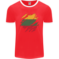 Torn Lithuania Flag Lithuania Day Football Mens Ringer T-Shirt FotL Red/White