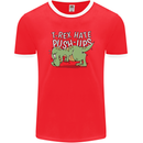 T-Rex Hates Pushups Dinosaur Funny Mens Ringer T-Shirt FotL Red/White