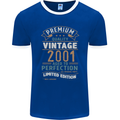 Premium Vintage 22nd Birthday 2001 Mens Ringer T-Shirt FotL Royal Blue/White
