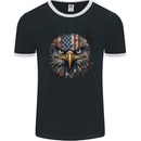 USA American Eagle Head America Mens Ringer T-Shirt FotL Black/White