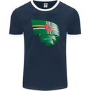 Curled Dominica Flag Dominican Day Football Mens Ringer T-Shirt FotL Navy Blue/White