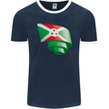 Curled Burundi Flag Burundians Day Football Mens Ringer T-Shirt FotL Navy Blue/White